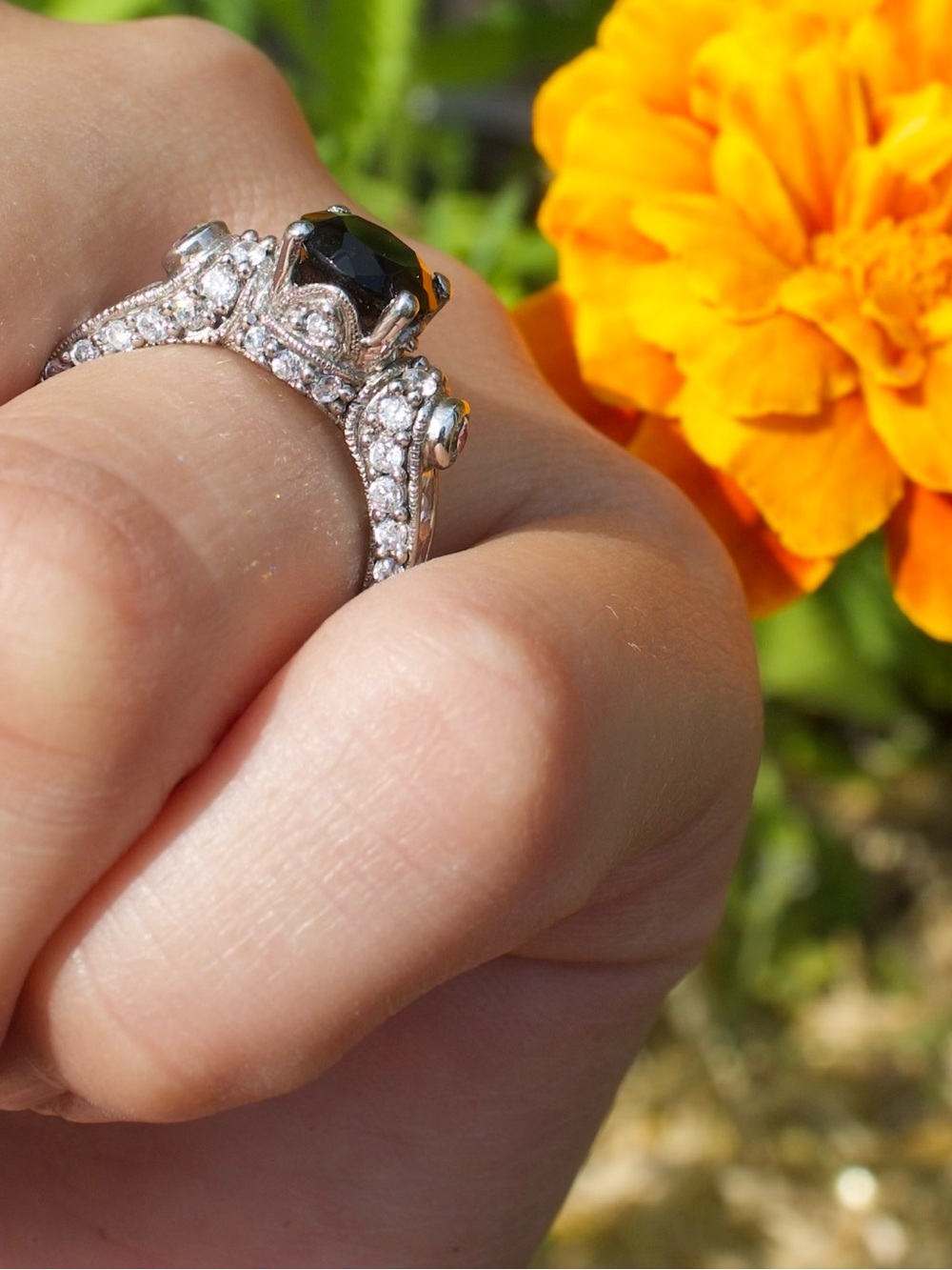 Unique Crystal Cubic Zirconia Ring in .925 Sterling Silver